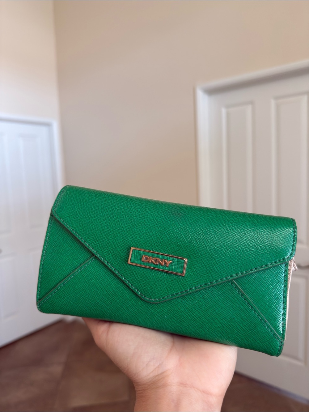 DKNY Emerald Green Envelope Clutch Wallet